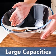 WhiteRhino Glass Mixing Bowls Glass Bowls with Lids Set(4.5QT,2.7QT, 1.1QT),Large Salad Bowls,glass mixing bowl Space-Saving Nesting Storage bowls for Cooking,Baking,Prepping,Dishwasher Safe