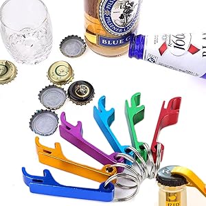200Pcs Colored Aluminum Bottle Opener Keychain, Soda Beverage Beer Bottle Opener Keychain, for Kitchen/Wedding/Bar/Party