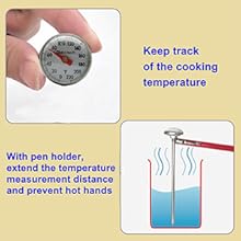 Kitchen Food-Cooking Meat Coffee Thermometer – Pocket Espresso Thermometer for Milk Foam Frothing Chocolate Water Temperature Stainless Steel 1