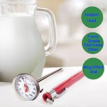 Kitchen Food-Cooking Meat Coffee Thermometer – Pocket Espresso Thermometer for Milk Foam Frothing Chocolate Water Temperature Stainless Steel 1