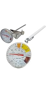 Kitchen Food-Cooking Meat Coffee Thermometer – Pocket Espresso Thermometer for Milk Foam Frothing Chocolate Water Temperature Stainless Steel 1