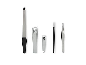Amazon Basics 5-Piece Nail Care Grooming Kit, Manicure Pedicure Set with Nail Clippers