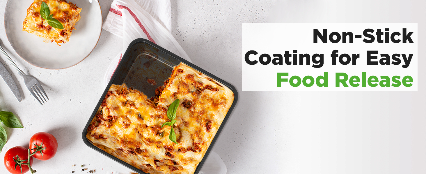 NutriChef 8-Piece Stackable Nonstick Bakeware Set - Premium Steel Baking Pans Set - Includes Round Cake Pan, 6-Cup Muffin Pans, Wide/Square Brownie & Loaf Pans, Cookie Sheet, & Roaster Pan (Black)