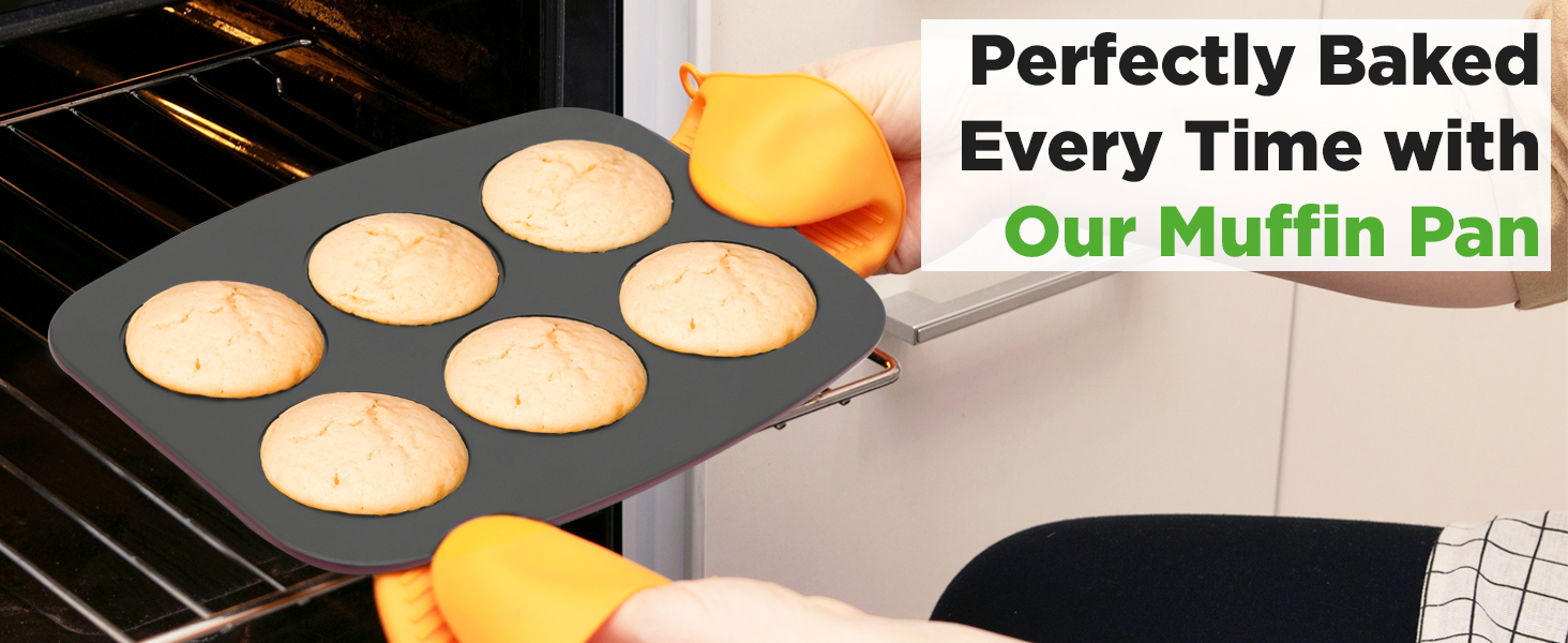 NutriChef 8-Piece Stackable Nonstick Bakeware Set - Premium Steel Baking Pans Set - Includes Round Cake Pan, 6-Cup Muffin Pans, Wide/Square Brownie & Loaf Pans, Cookie Sheet, & Roaster Pan (Black)