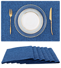 homing Cotton Linen Placemats Set of 6, Cloth Washable Farmhouse Dining Table Mats for Indoor, Outdoor, Easter, Easy to Clean, Linen, 13 x 19 Inch