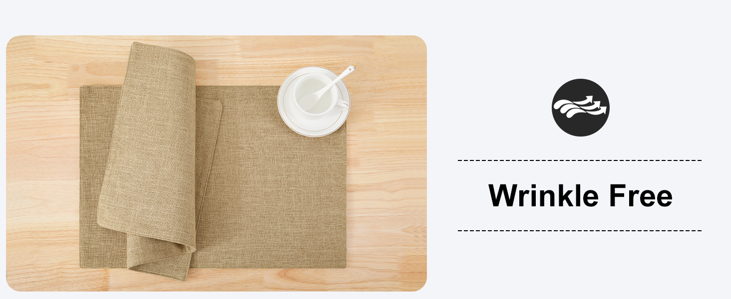 homing Cotton Linen Placemats Set of 6, Cloth Washable Farmhouse Dining Table Mats for Indoor, Outdoor, Easter, Easy to Clean, Linen, 13 x 19 Inch