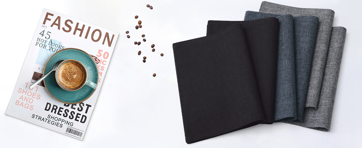 homing Cotton Linen Placemats Set of 6, Cloth Washable Farmhouse Dining Table Mats for Indoor, Outdoor, Easter, Easy to Clean, Linen, 13 x 19 Inch