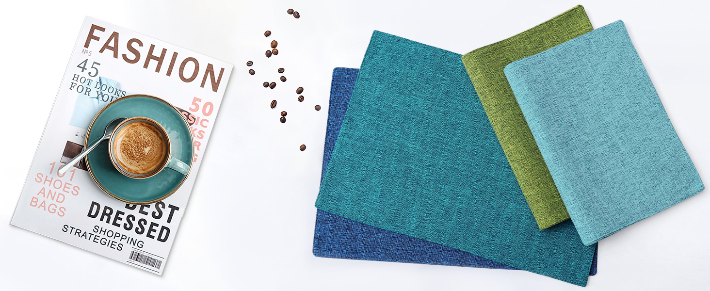homing Cotton Linen Placemats Set of 6, Cloth Washable Farmhouse Dining Table Mats for Indoor, Outdoor, Easter, Easy to Clean, Linen, 13 x 19 Inch