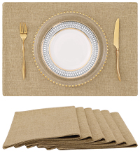 homing Cotton Linen Placemats Set of 6, Cloth Washable Farmhouse Dining Table Mats for Indoor, Outdoor, Easter, Easy to Clean, Linen, 13 x 19 Inch