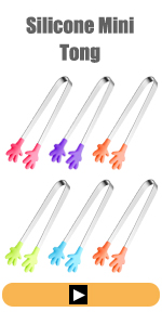 6PCS Mini Serving Tongs, 4Inch Rose Stainless Steel Sugar Cube Tongs, Sliver Small Ice Tong for Tea and Coffee Party, Appetizers, Desserts by Sunenlyst (6PCS Silver)