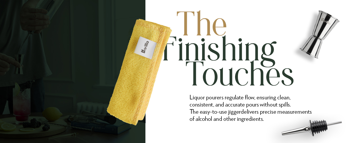 Barillio Elite Mixology Bartender Kit with Stand - Cocktail Shaker Set with Bamboo Stand, Boston Drink Shaker, Mojito Muddler, and Drink Mixer Spoon - 9-Piece Bar Tools Set - Bar Accessories for Home