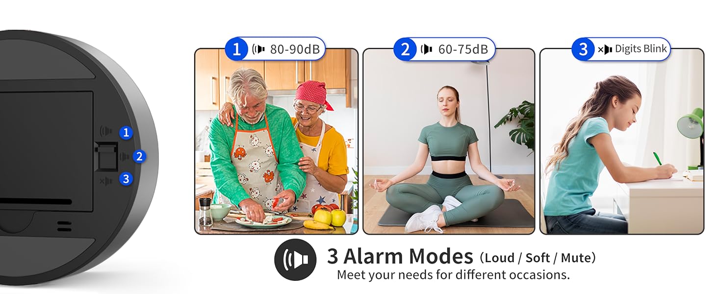 VOCOO Digital Kitchen Timer - Magnetic Countdown Countup Timer with Large LED Display Volume Adjustable, Easy for Cooking and for Seniors and Kids to Use (Space Grey)