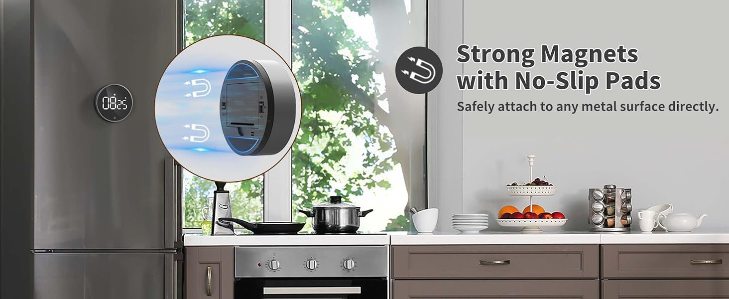 VOCOO Digital Kitchen Timer - Magnetic Countdown Countup Timer with Large LED Display Volume Adjustable, Easy for Cooking and for Seniors and Kids to Use (Space Grey)