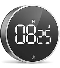 VOCOO Digital Kitchen Timer - Magnetic Countdown Countup Timer with Large LED Display Volume Adjustable, Easy for Cooking and for Seniors and Kids to Use (Space Grey)