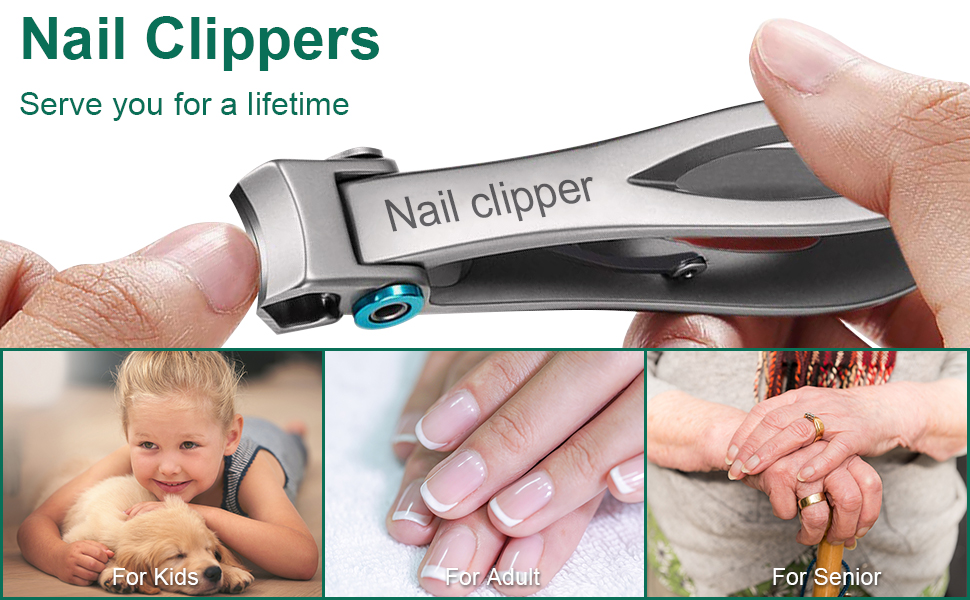 SZHLUX Nail Clippers Ultra Wide Jaw Opening Fingernail and Toenail Clippers Set for Thick Nails Cutter for Ingrown Manicure,Pedicure,Men & Women Big, Silver