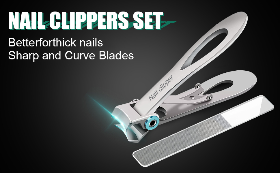 SZHLUX Nail Clippers Ultra Wide Jaw Opening Fingernail and Toenail Clippers Set for Thick Nails Cutter for Ingrown Manicure,Pedicure,Men & Women Big, Silver