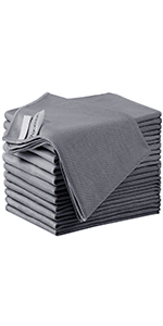 Microfiber Kitchen Towels and Dishcloths Set, 26 X 18 Inch and 12 X 12 Inch, Set of 12 Bulk Lint Free Dish Towels for Drying Dishes, Grey