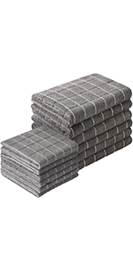 Microfiber Kitchen Towels and Dishcloths Set, 26 X 18 Inch and 12 X 12 Inch, Set of 12 Bulk Lint Free Dish Towels for Drying Dishes, Grey