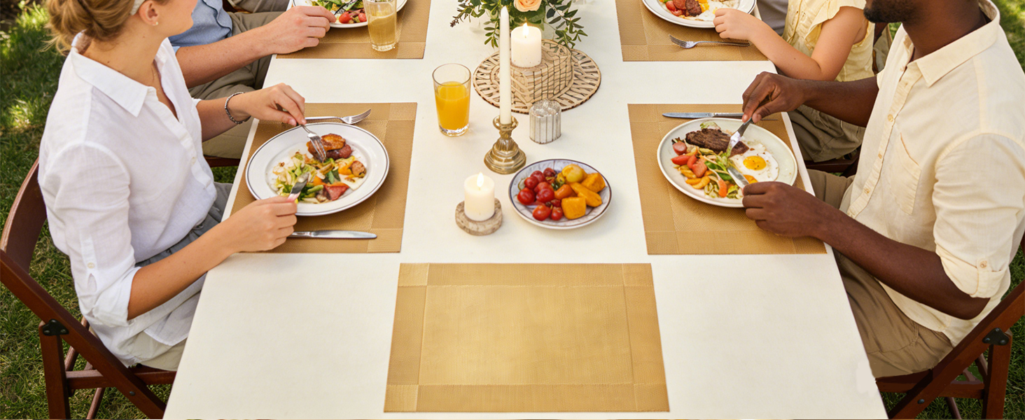 Trophable Placemats Set of 6, Table Placemats Heat Resistant Woven Placemats Washable PVC Place Mats Woven Vinyl Placemats Non-Slip Stain Resistant Kitchen Table Placemats Easy to Clean…