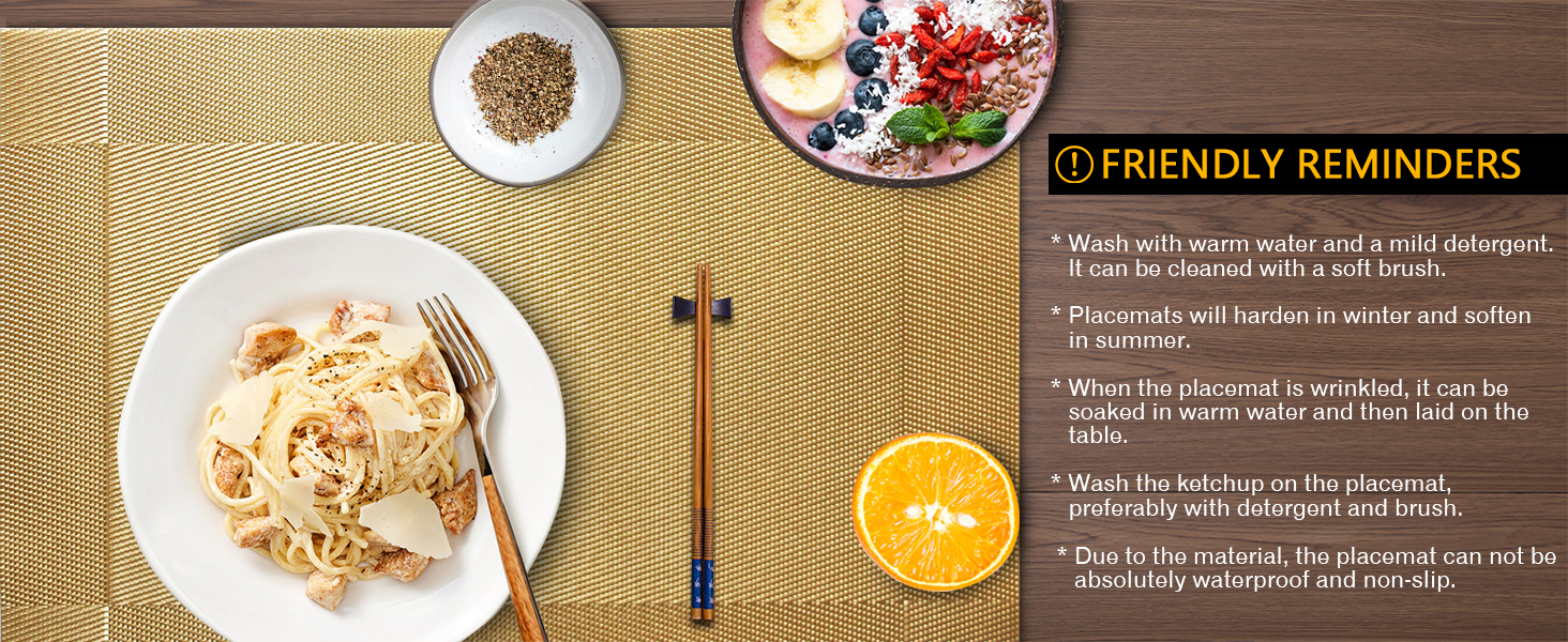 Trophable Placemats Set of 6, Table Placemats Heat Resistant Woven Placemats Washable PVC Place Mats Woven Vinyl Placemats Non-Slip Stain Resistant Kitchen Table Placemats Easy to Clean…