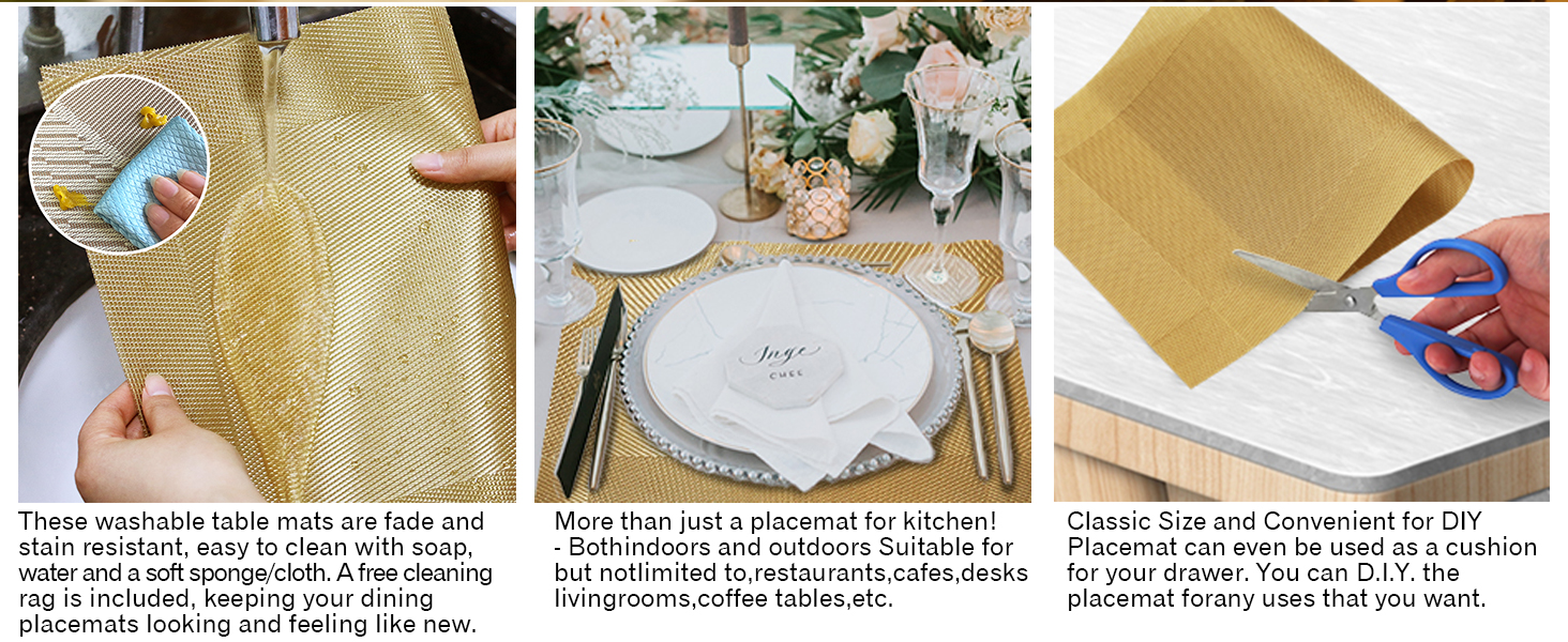 Trophable Placemats Set of 6, Table Placemats Heat Resistant Woven Placemats Washable PVC Place Mats Woven Vinyl Placemats Non-Slip Stain Resistant Kitchen Table Placemats Easy to Clean…