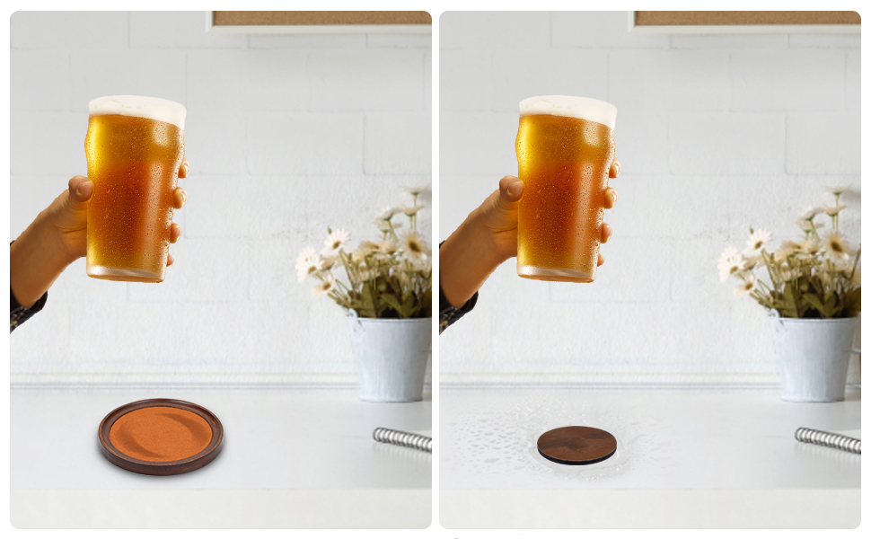 MinBoo Bamboo Coasters for Coffee Table Set of 6 Coasters for Drinks Absorbent with Holder Coffee Table Decor for Tabletop Protection Gifts for House Warming New Home & Wedding (Dark Brown 6Pcs)