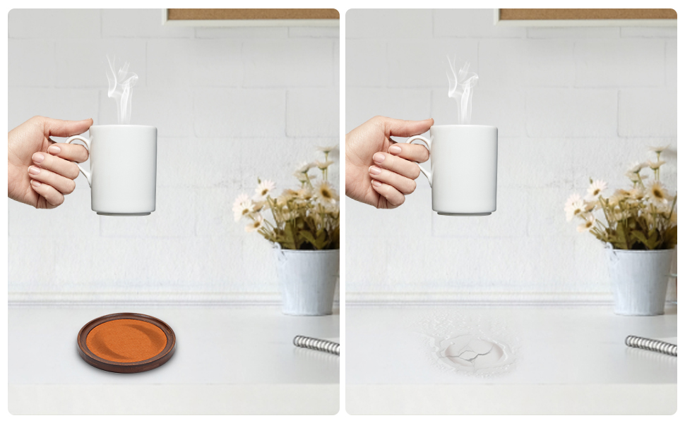 MinBoo Bamboo Coasters for Coffee Table Set of 6 Coasters for Drinks Absorbent with Holder Coffee Table Decor for Tabletop Protection Gifts for House Warming New Home & Wedding (Dark Brown 6Pcs)