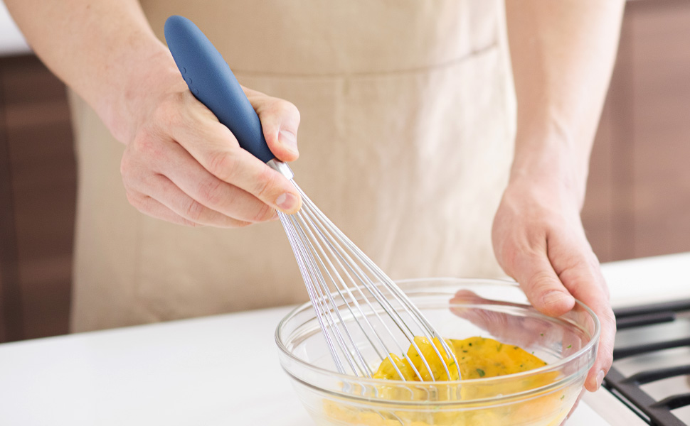 Misen Stainless Steel Balloon Whisk - Dishwasher Safe - Ergonomic Silicone Grip, Versatile Cooking Whisk for Eggs, Durable Construction - Professional-Grade Kitchen Tool - Blue