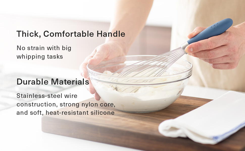 Misen Stainless Steel Balloon Whisk - Dishwasher Safe - Ergonomic Silicone Grip, Versatile Cooking Whisk for Eggs, Durable Construction - Professional-Grade Kitchen Tool - Blue