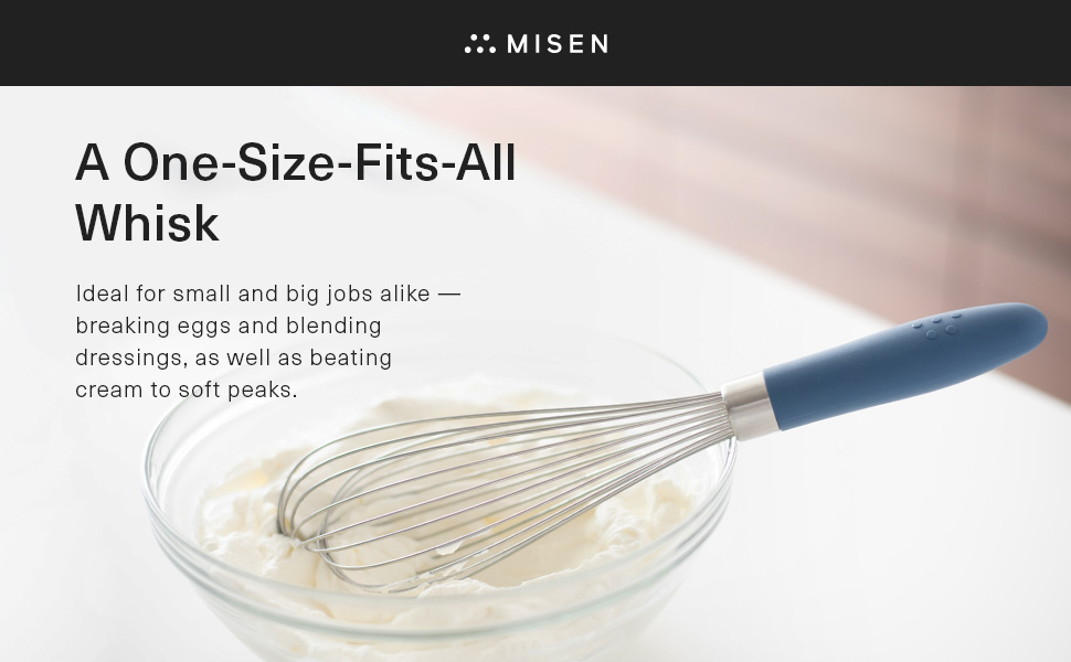 Misen Stainless Steel Balloon Whisk - Dishwasher Safe - Ergonomic Silicone Grip, Versatile Cooking Whisk for Eggs, Durable Construction - Professional-Grade Kitchen Tool - Blue