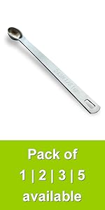 Long Handle Measuring Spoons Set of 6, Stainless Steel Measure Teaspoons, Metal Rectangular Bowl Tablespoon