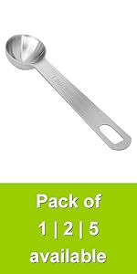 Long Handle Measuring Spoons Set of 6, Stainless Steel Measure Teaspoons, Metal Rectangular Bowl Tablespoon