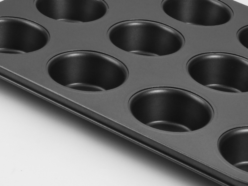 HONGBAKE Muffin Pan for Baking, Nonstick Cupcake Tin 12 Cup, 2 Pack Cup Cake Tray, Premium Cheesecake Pans, Dishwasher Safe - Dark Grey
