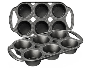 HONGBAKE Muffin Pan for Baking, Nonstick Cupcake Tin 12 Cup, 2 Pack Cup Cake Tray, Premium Cheesecake Pans, Dishwasher Safe - Dark Grey