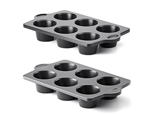 HONGBAKE Muffin Pan for Baking, Nonstick Cupcake Tin 12 Cup, 2 Pack Cup Cake Tray, Premium Cheesecake Pans, Dishwasher Safe - Dark Grey