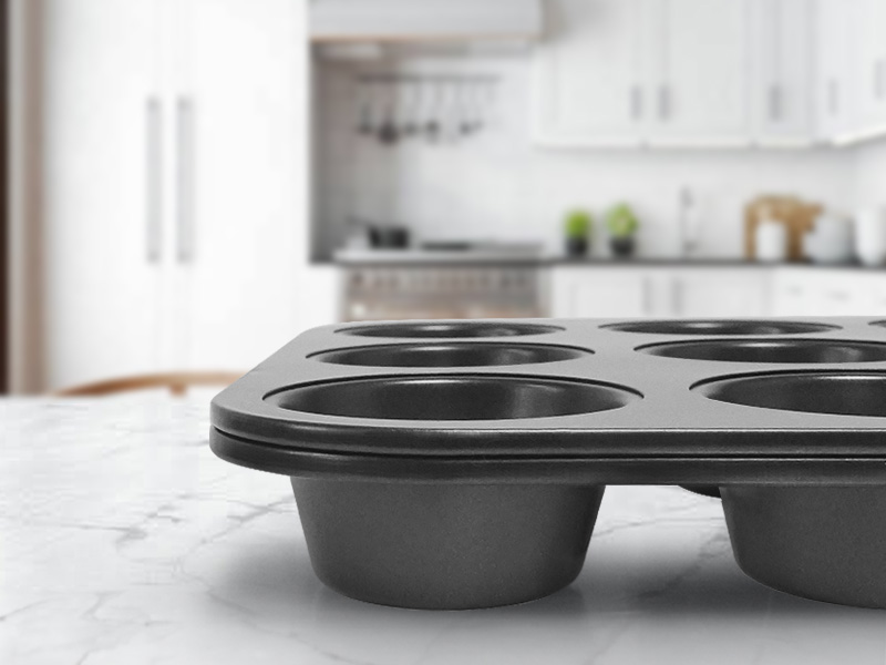 HONGBAKE Muffin Pan for Baking, Nonstick Cupcake Tin 12 Cup, 2 Pack Cup Cake Tray, Premium Cheesecake Pans, Dishwasher Safe - Dark Grey