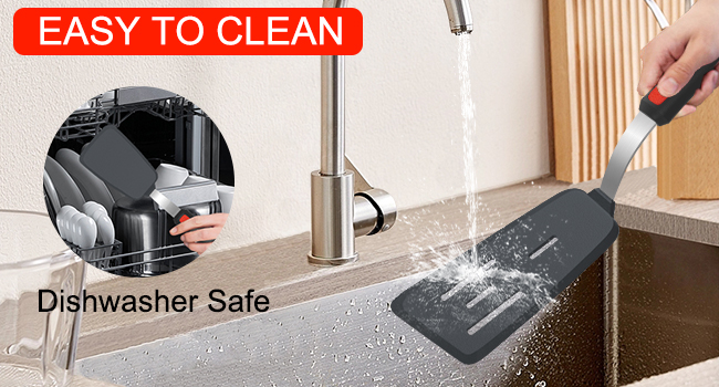 Silicone Spatula Turner Set of 3, Beijiyi 600°F Heat Resistant Cooking Spatulas for Nonstick Cookware, Large Flexible Kitchen Utensils BPA Free Rubber Spatula Set for Egg, Pancake, Fish, Burger