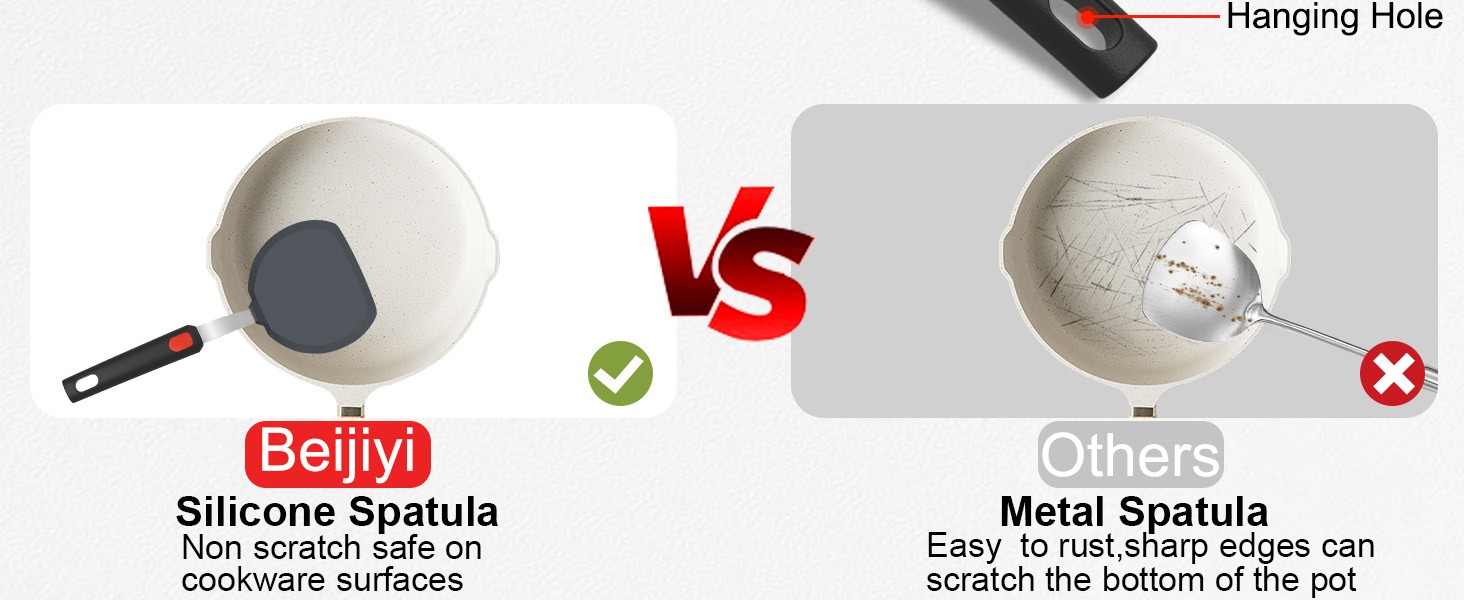 Silicone Spatula Turner Set of 3, Beijiyi 600°F Heat Resistant Cooking Spatulas for Nonstick Cookware, Large Flexible Kitchen Utensils BPA Free Rubber Spatula Set for Egg, Pancake, Fish, Burger