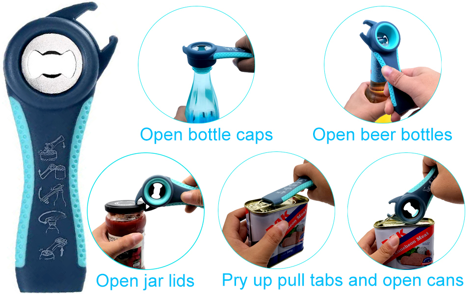 Latest Jar Opener and 5 in 1 Bottle Opener with Rubber Jar gripper Pad Ideal for Seniors with arthritis Weak Hands and Low Strength