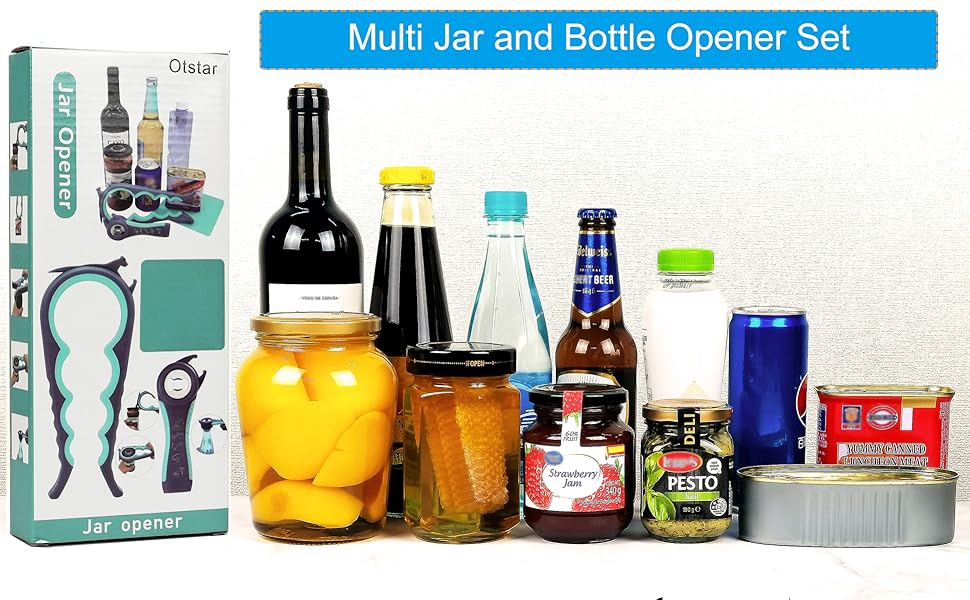 Latest Jar Opener and 5 in 1 Bottle Opener with Rubber Jar gripper Pad Ideal for Seniors with arthritis Weak Hands and Low Strength
