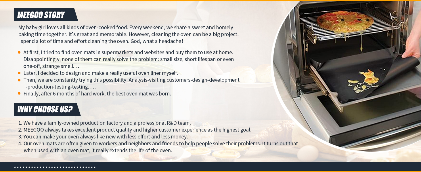 Meegoo Oven Liners for Bottom of Oven, 2 Pack Large Thick Heavy Duty Non-Stick Teflon Oven Mat Set, 15.74