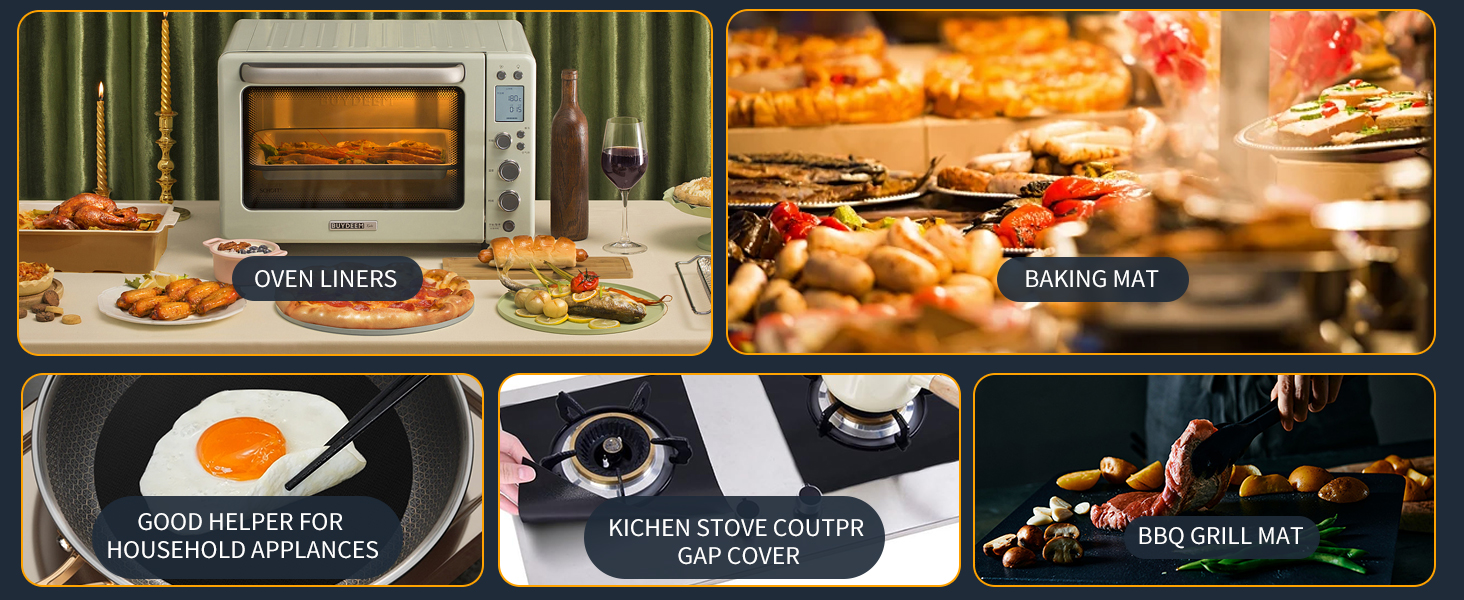 Meegoo Oven Liners for Bottom of Oven, 2 Pack Large Thick Heavy Duty Non-Stick Teflon Oven Mat Set, 15.74