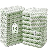 JOYMOOP 18 Pack Microfiber Cleaning Cloth, Kitchen Towels for Dish Drying Washing, Absorbent Streak Free Lint Free Rags for Cleaning, Reusable and Washable Towels - 10