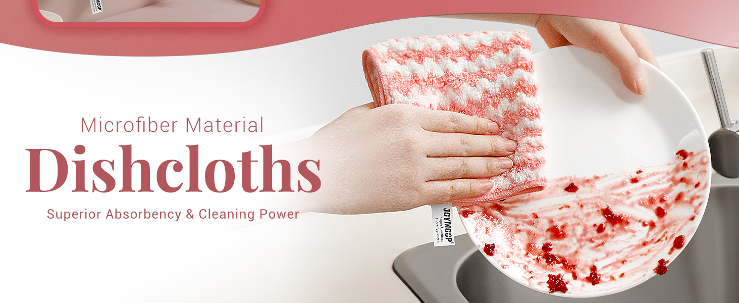 JOYMOOP 18 Pack Microfiber Cleaning Cloth, Kitchen Towels for Dish Drying Washing, Absorbent Streak Free Lint Free Rags for Cleaning, Reusable and Washable Towels - 10