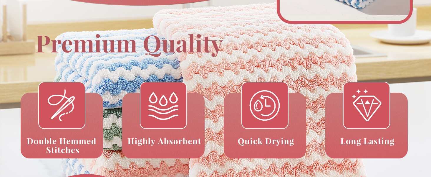 JOYMOOP 18 Pack Microfiber Cleaning Cloth, Kitchen Towels for Dish Drying Washing, Absorbent Streak Free Lint Free Rags for Cleaning, Reusable and Washable Towels - 10
