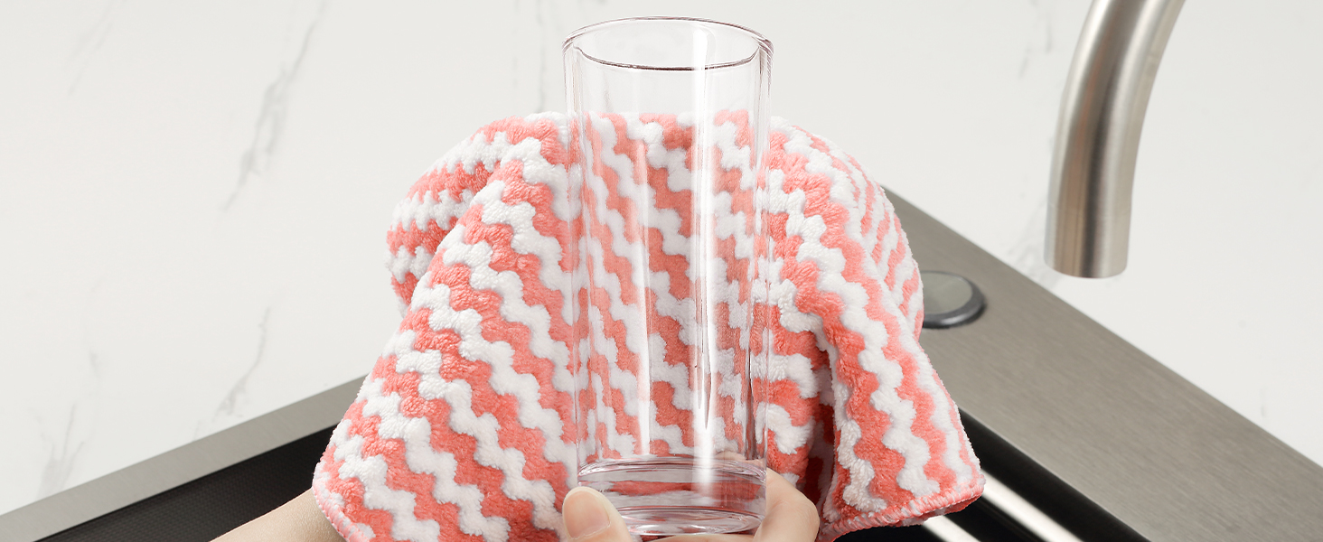 JOYMOOP 18 Pack Microfiber Cleaning Cloth, Kitchen Towels for Dish Drying Washing, Absorbent Streak Free Lint Free Rags for Cleaning, Reusable and Washable Towels - 10