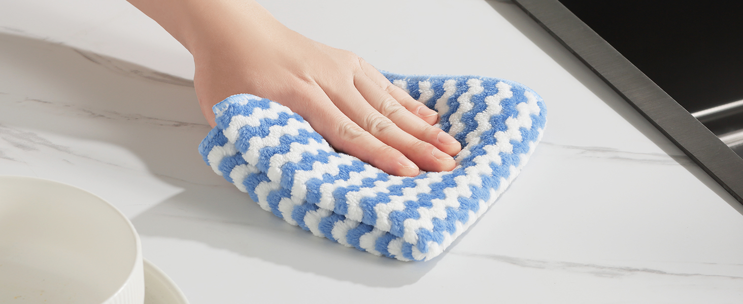 JOYMOOP 18 Pack Microfiber Cleaning Cloth, Kitchen Towels for Dish Drying Washing, Absorbent Streak Free Lint Free Rags for Cleaning, Reusable and Washable Towels - 10