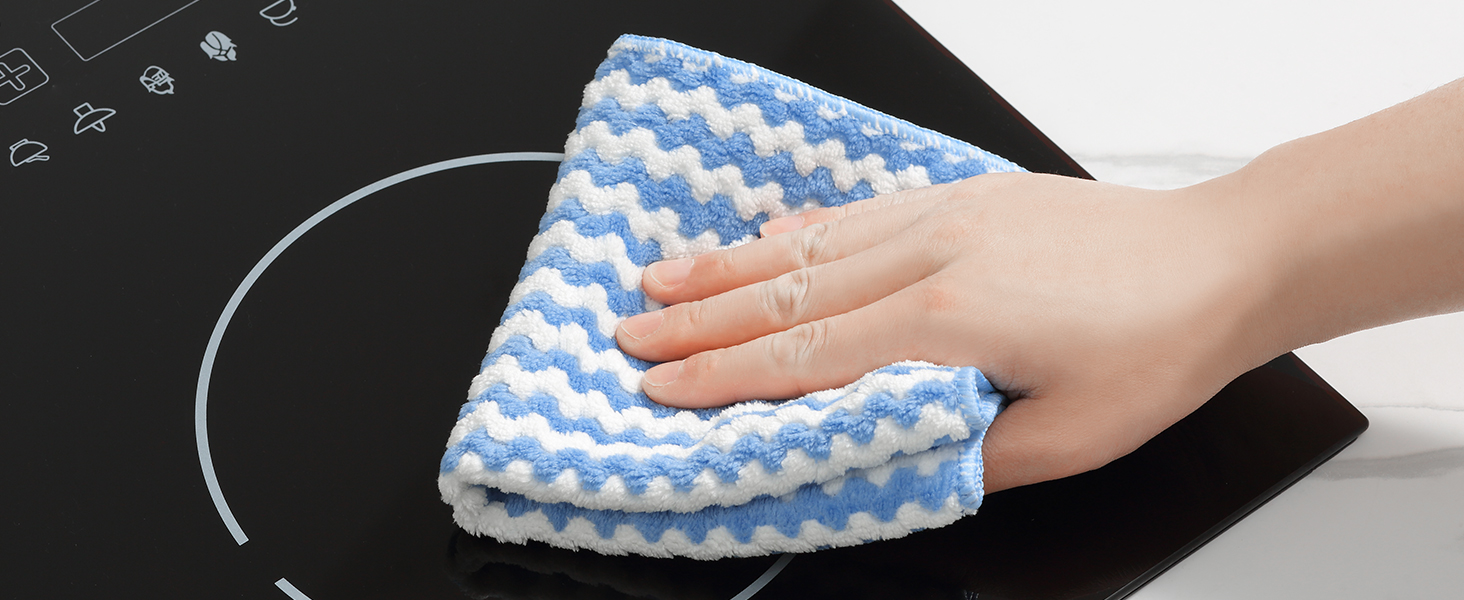 JOYMOOP 18 Pack Microfiber Cleaning Cloth, Kitchen Towels for Dish Drying Washing, Absorbent Streak Free Lint Free Rags for Cleaning, Reusable and Washable Towels - 10