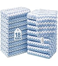 JOYMOOP 18 Pack Microfiber Cleaning Cloth, Kitchen Towels for Dish Drying Washing, Absorbent Streak Free Lint Free Rags for Cleaning, Reusable and Washable Towels - 10