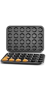 E-far Muffin Pan 12-Cup, Set of 2, Stainless Steel Cupcake Pan Metal Muffin Baking Tins for Oven, Regular Size & Easy Clean, Non-toxic & Dishwasher Safe